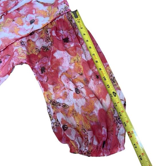 Max Dress All Over Floral Print Tiered Pink Bohemian Whimsifairy Lightfairy Sz 4 - Picture 11 of 12